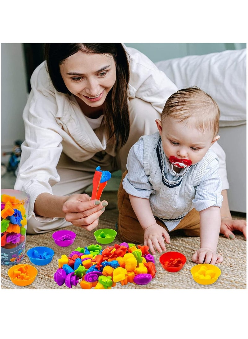 لعبة مطابقة النقل مع أكواب الفرز والأنشطة التعليمية ما قبل المدرسة للعد وفرز الألوان والتعليم الحسي والألعاب المونتيسوري التعليمية للأطفال الذكور والإناث في سن 3-4-5 سنوات. - Image 4