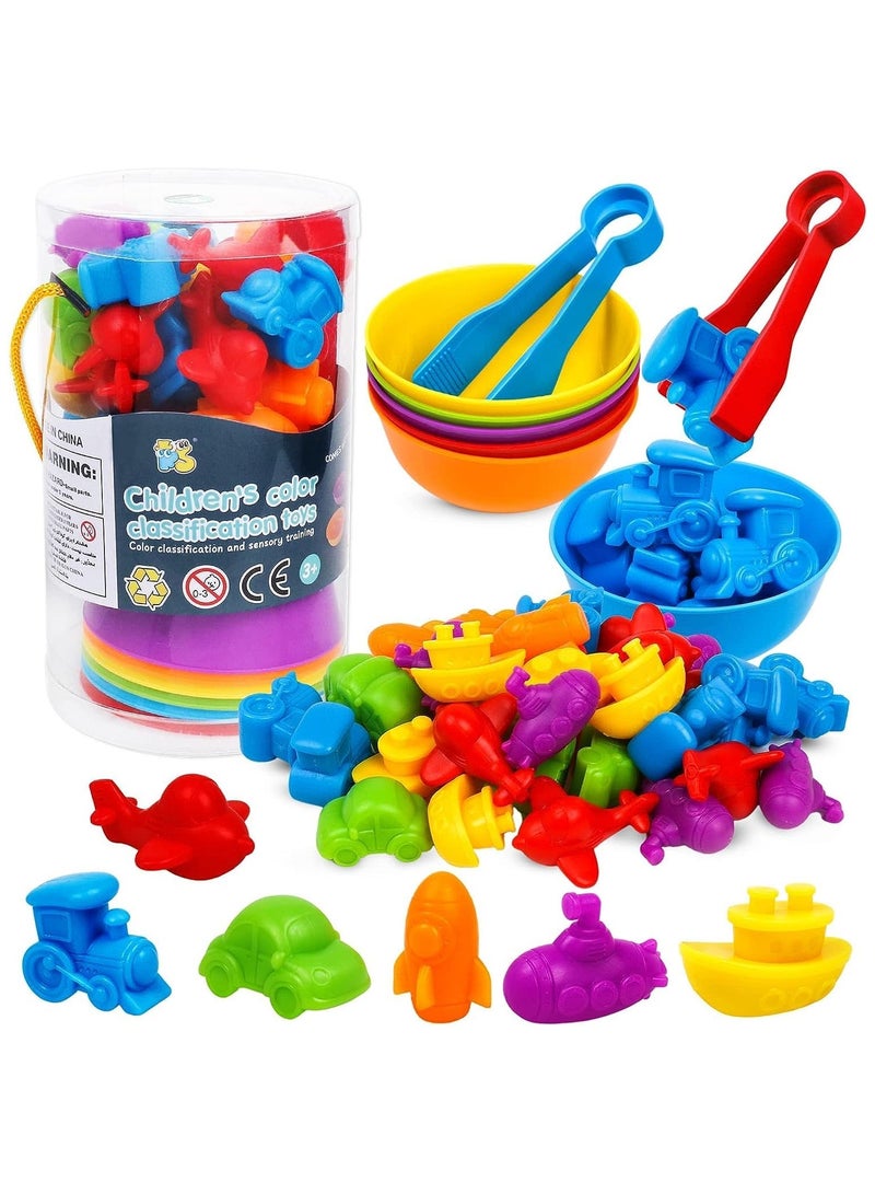 لعبة مطابقة النقل مع أكواب الفرز والأنشطة التعليمية ما قبل المدرسة للعد وفرز الألوان والتعليم الحسي والألعاب المونتيسوري التعليمية للأطفال الذكور والإناث في سن 3-4-5 سنوات. - Image 1