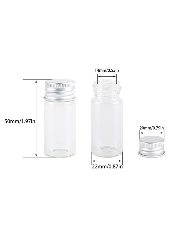 MAXMAU 24 Sets 10ml Glass Vials Small Bottles Mini Tiny Jars with Aluminum Screw Caps Sealed Top Metal Lids Cover Clear Message Sample Bottle Storing Beads Wedding Favors Decorations DIY Crafts - Image 2