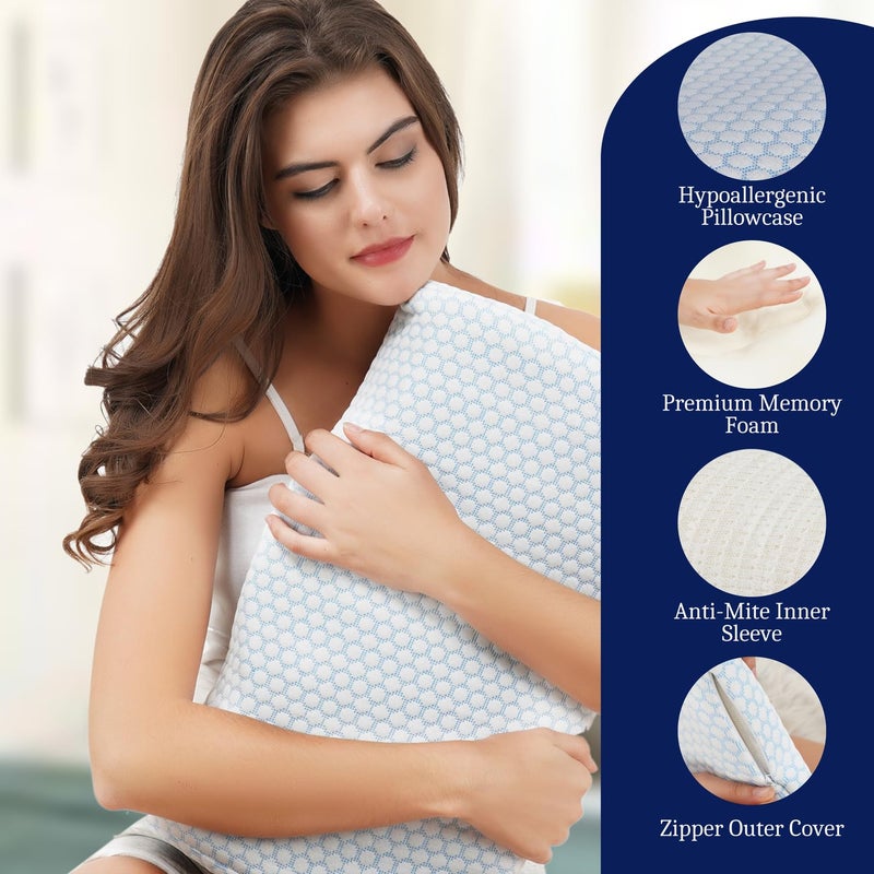 Dormyo Ergo Flakes Butterfly Contour Memory Foam Pillow, Hypoallergenic Orthopedic Neck Pillow, Back Sleepers Designer Outer Cover,Pack of 1 - Image 3