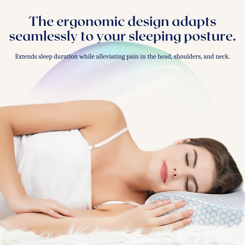 Dormyo Ergo Flakes Butterfly Contour Memory Foam Pillow, Hypoallergenic Orthopedic Neck Pillow, Back Sleepers Designer Outer Cover,Pack of 1 - Image 5