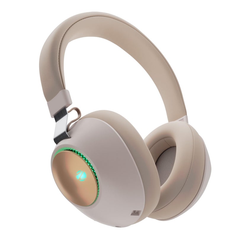ZEBRONICS Duke (2026 Upgrade) Wireless Headphone, BT v5.3, Upto 60 hrs Playback, 40mm Drivers, Deep Bass, ENC, Gaming Mode, Dual Pairing, LED Lights, Media/Volume Control, Call Function (LightBeige) - Image 2