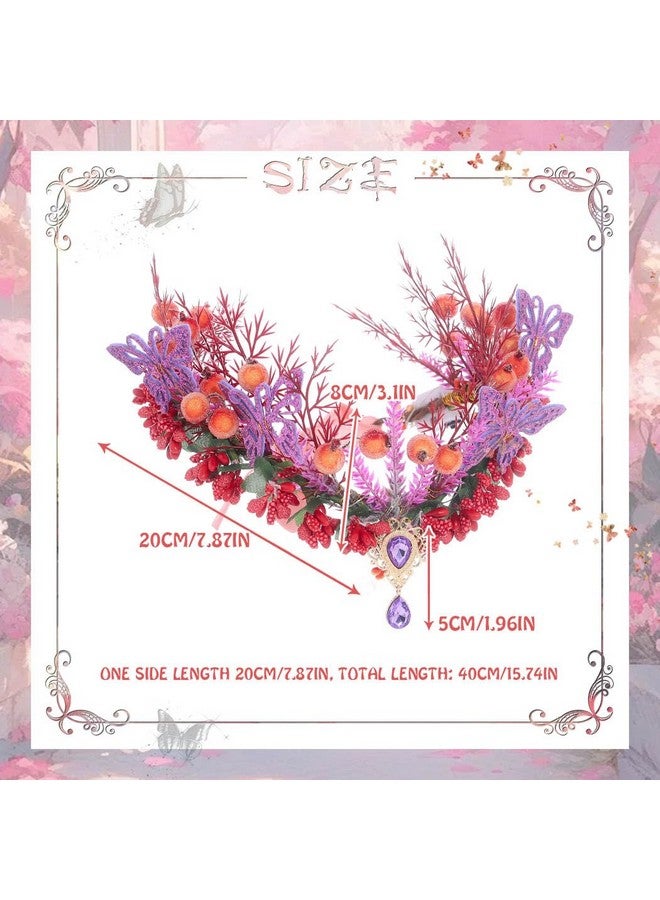 Campsis Led Fairy Headpiece Light Up Elf Crown Butterfly Forest Vshape Headbands Berry Woodland Head Piece Renaissance Costume Headwear For Women And Girls - Image 2