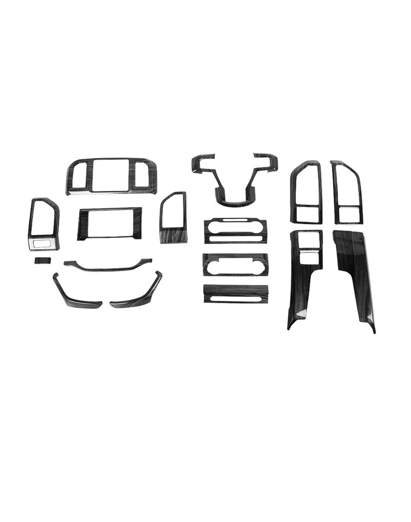 Voodonala 16PCS Black Wood Grain Center Console Dash Interior Accessories Trim Compatible with Ford F150 2015 2016 2017 2018 2019 2020 - Image 1
