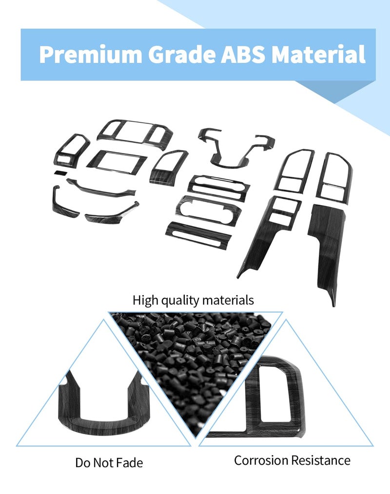 Voodonala 16PCS Black Wood Grain Center Console Dash Interior Accessories Trim Compatible with Ford F150 2015 2016 2017 2018 2019 2020 - Image 5