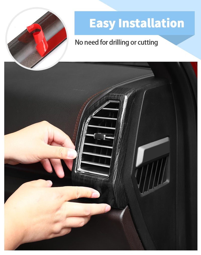 Voodonala 16PCS Black Wood Grain Center Console Dash Interior Accessories Trim Compatible with Ford F150 2015 2016 2017 2018 2019 2020 - Image 4