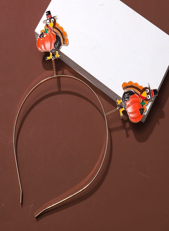 boderier Thanksgiving Turkey Headband Head Bopper for Women Girls Thanksgiving Costume Party Hairband Headdress Autumn Fall Hair Accessories - Image 3