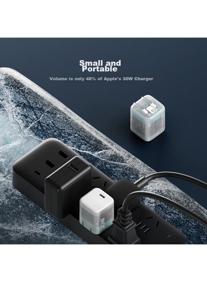 Cuktech Kuotai Ke Apple Charger, 30w Gallium Nitride Fast Charging Head, Compatible With Iphone 16/15 Pro Max, Ipad Tablet, Type-c Charger Plug, White Transparent - Image 4