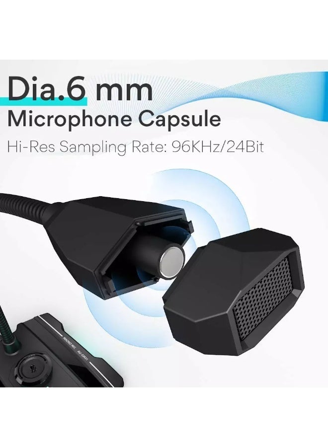 Maono AU-GM30 USB Computer Microphone  Omnidirectional Gooseneck Condenser with Mute Button, Gain Adjustment and Headphone Jack  - Image 3