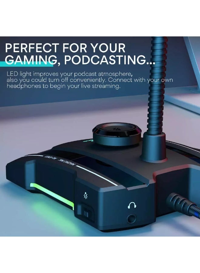 Maono AU-GM30 USB Computer Microphone  Omnidirectional Gooseneck Condenser with Mute Button, Gain Adjustment and Headphone Jack  - Image 2