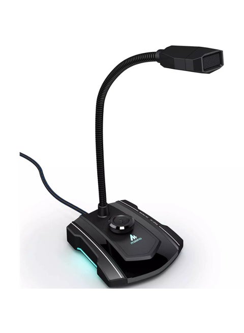 ميكروفون كمبيوتر USB AU-GM30 مكثف متعدد الاتجاهات ذو عنق الإوزة مع زر كتم الصوت وتعديل الكسب ومقبس سماعة الرأس