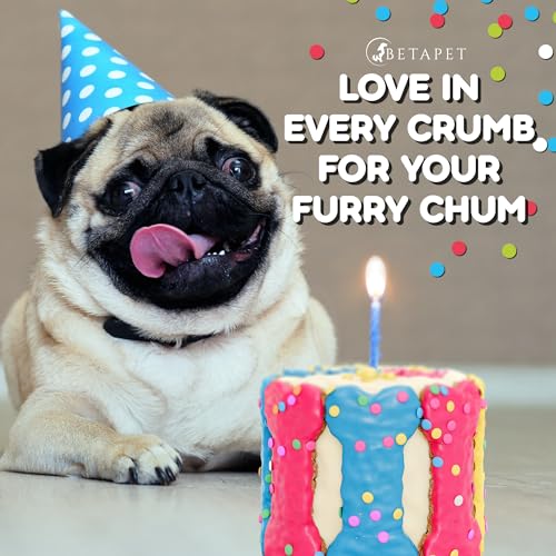 BETAPET Dog Birthday Cake for Dogs to Eat - Rice Cake Based Dessert Made with Dog Birthday Treats and Human Grade Ingredients Gift for Puppy (5"x5"x5", Tri-Color) - Image 5