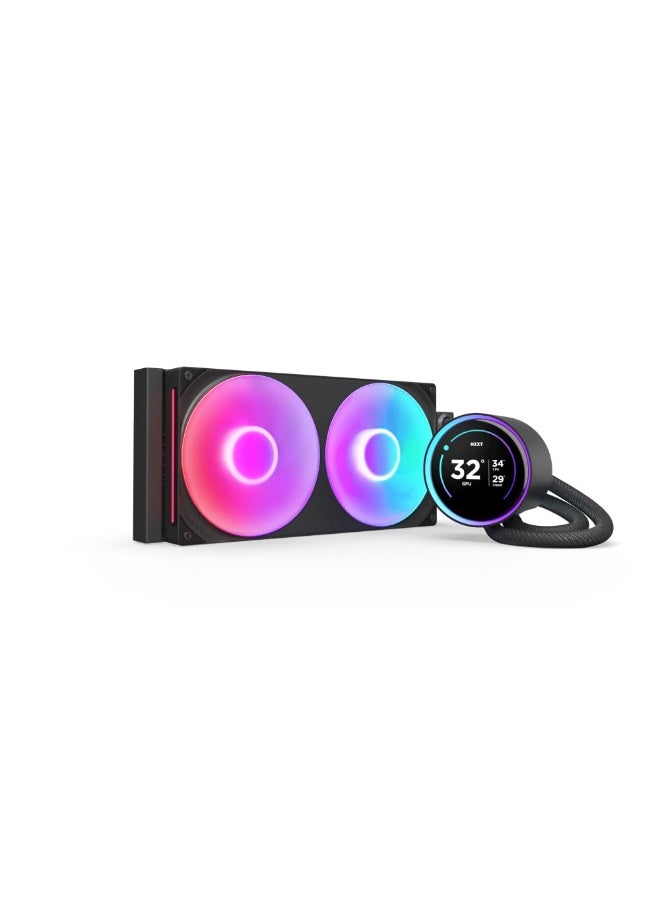 NZXT Kraken Elite 280 RGB 280mm AIO Liquid CPU Cooler, 2.72" IPS LCD Display, 2x 140mm RGB Fans, Asetek 7th Gen Pump, LGA 1700/1200/115x, AM5/AM4, 400mm Sleeved Tubing, CAM Software, Black | RL-KR28E-B2 - Image 1