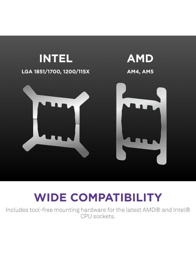 NZXT Kraken Elite 280 RGB 280mm AIO Liquid CPU Cooler, 2.72" IPS LCD Display, 2x 140mm RGB Fans, Asetek 7th Gen Pump, LGA 1700/1200/115x, AM5/AM4, 400mm Sleeved Tubing, CAM Software, Black | RL-KR28E-B2 - Image 5