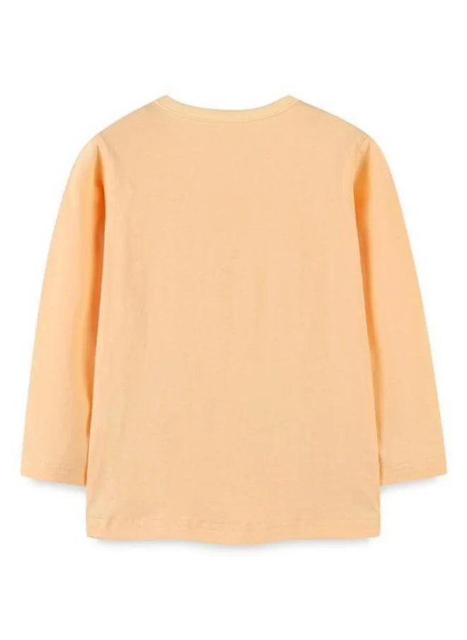 YUNIQEE Orange Printed Long Sleeve Crew Neck T-Shirt