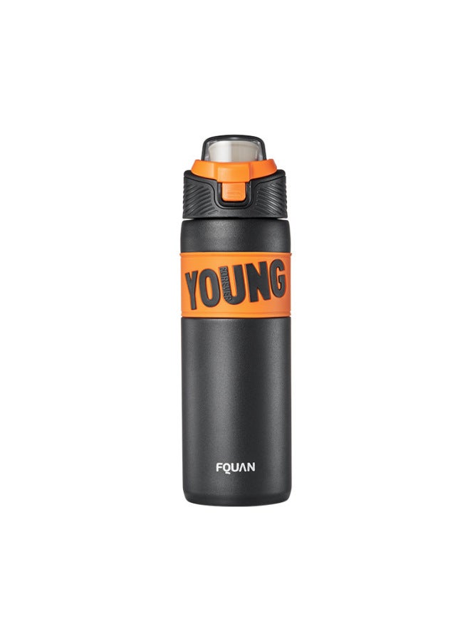 660ml Black 23 Mock Mug 316 Stainless Steel Spring Lid Straight Drink Cup With Tea Compartment Student Sports Cup Custom Lettering