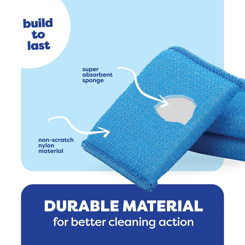 SCRUBIT Multi-Purpose Dish Scrub Sponge, Non Scratch Scouring Pads, Cleaning Sponges for pots, Dishes, & Non-Stick Cookware - Pot Scrubber Sponges for Kitchen & Bathroom - 12 Pack Dish Sponge - Blue - Image 4