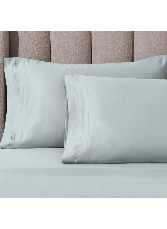 Superior - SUPERIOR Egyptian Cotton 1000 Thread Count Extra Deep Pocket Sheet Set, Includes 1 Fully Elasticized Fitted Sheet, 1 Flat Sheet, 2 Pillowcases, Bedding Essentials Decor, California King, Baby Blue - Image 1