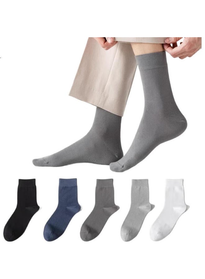 Madallo 60S Mulberry Silk 5 Pairs Men'S Mid-Calf Socks Summer Thin Sports Solid Color High-End Business Anti-Odor Men'S Socks - Image 2