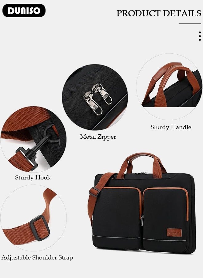 Laptop Bag Briefcase 15.6 Inch Computer Bag Laptop Case for Men Women 360° Protective Laptop Shoulder Bag with Strap Large Capacity Lightweight Protective Sleeve for Laptop Computer Cases with Reflective strip Messenger Bag for Travel Business School