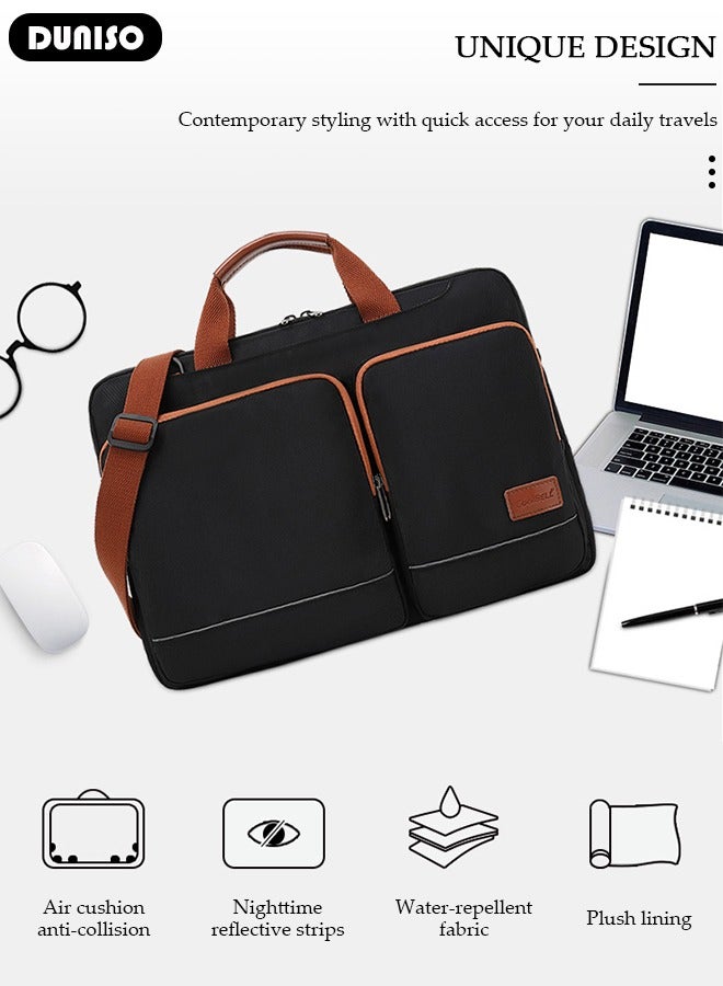 Laptop Bag Briefcase 15.6 Inch Computer Bag Laptop Case for Men Women 360° Protective Laptop Shoulder Bag with Strap Large Capacity Lightweight Protective Sleeve for Laptop Computer Cases with Reflective strip Messenger Bag for Travel Business School