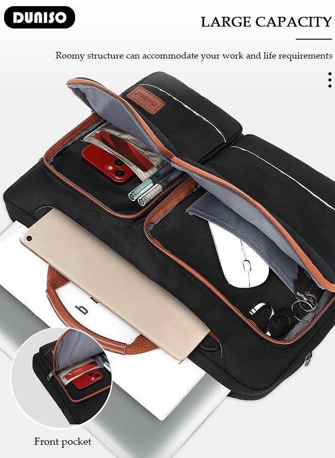 Laptop Bag Briefcase 15.6 Inch Computer Bag Laptop Case for Men Women 360° Protective Laptop Shoulder Bag with Strap Large Capacity Lightweight Protective Sleeve for Laptop Computer Cases with Reflective strip Messenger Bag for Travel Business School