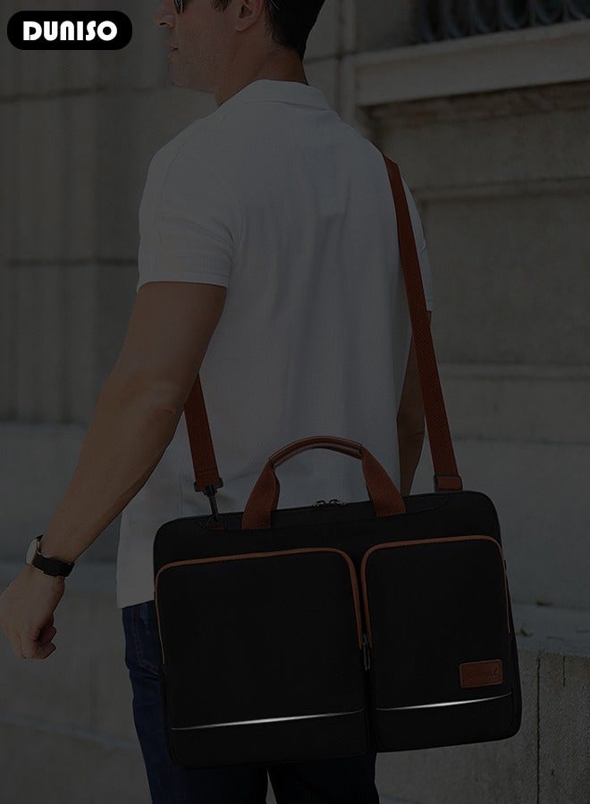 Laptop Bag Briefcase 15.6 Inch Computer Bag Laptop Case for Men Women 360° Protective Laptop Shoulder Bag with Strap Large Capacity Lightweight Protective Sleeve for Laptop Computer Cases with Reflective strip Messenger Bag for Travel Business School