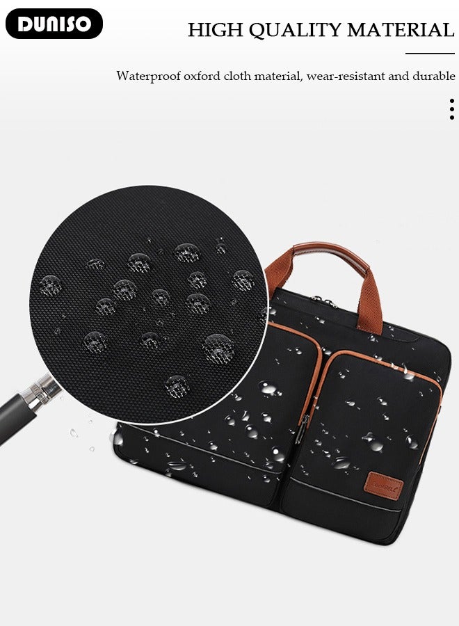 Laptop Bag Briefcase 15.6 Inch Computer Bag Laptop Case for Men Women 360° Protective Laptop Shoulder Bag with Strap Large Capacity Lightweight Protective Sleeve for Laptop Computer Cases with Reflective strip Messenger Bag for Travel Business School