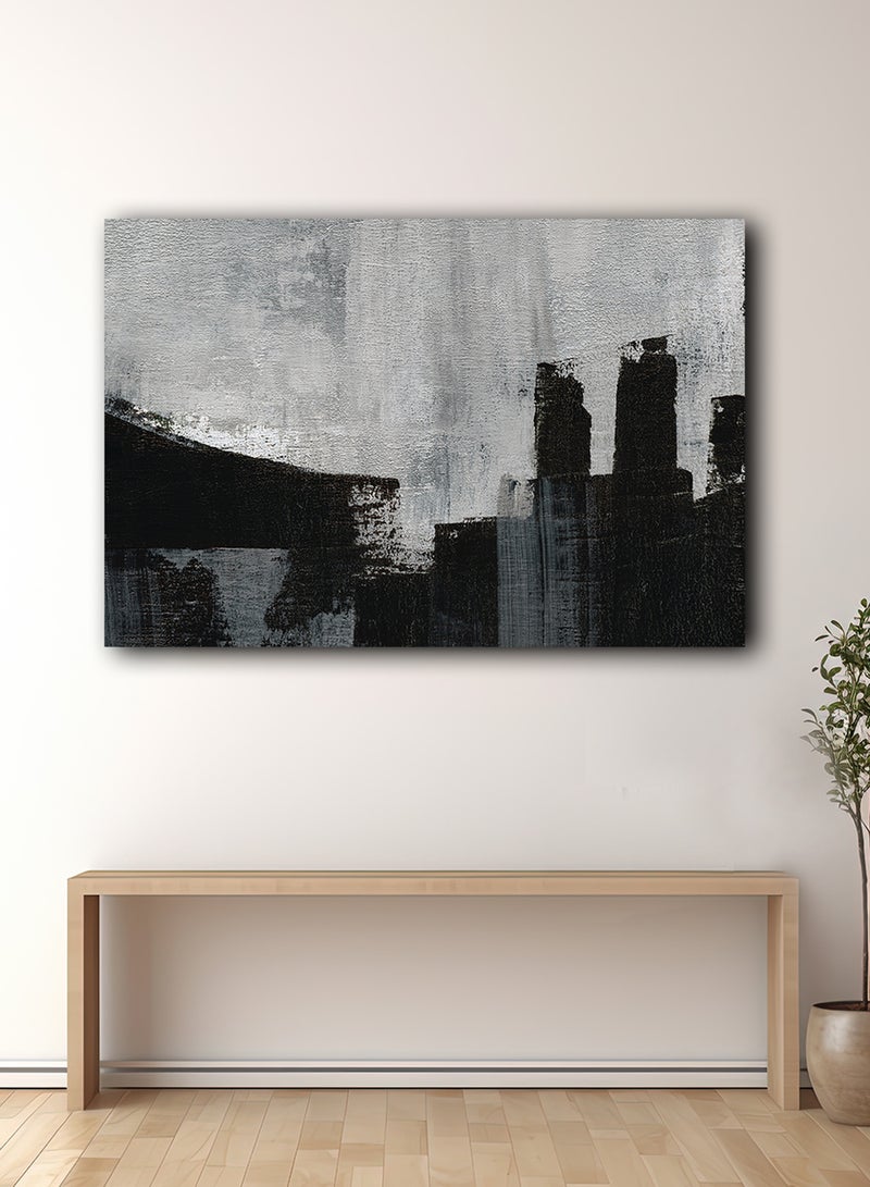 LOWHA Canvas Wall Art Stretched Over Wooden Frame with City Scape Painting - Image 2