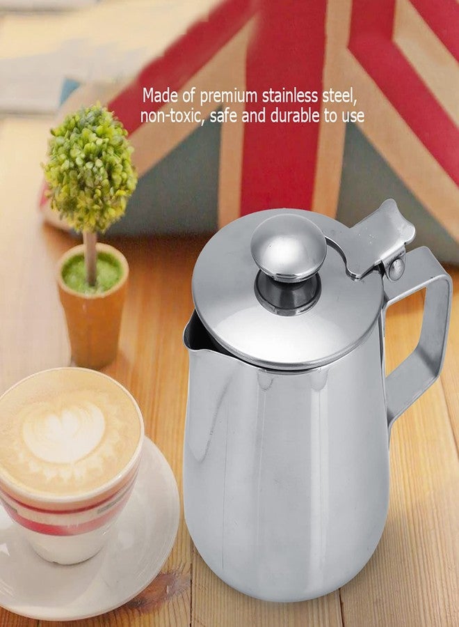 Estink Milk Frothing Pitcher, Stainless Steel Coffee Cup Mug Milk Frothing Pitcher Jug with Lid and Handle Latte Coffee Art for Home Office Kitchen Coffee Shop, Silver(2000ml) - Image 4