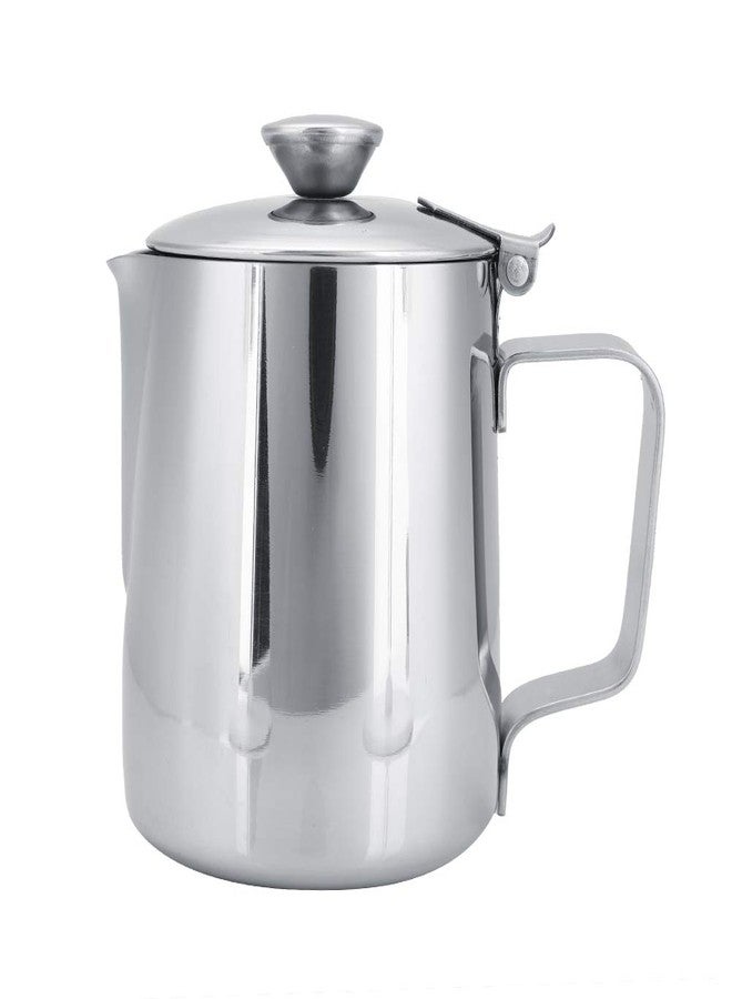 Estink Milk Frothing Pitcher, Stainless Steel Coffee Cup Mug Milk Frothing Pitcher Jug with Lid and Handle Latte Coffee Art for Home Office Kitchen Coffee Shop, Silver(2000ml) - Image 1