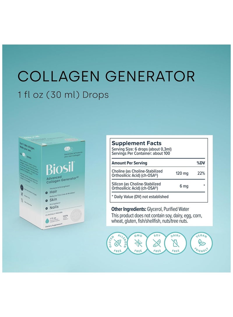 بيوسيل مُولِّد الكولاجين من Biosil - قطرات 1 أونصة سائلة - مع مُركَّب ch-OSA الحاصل على براءة اختراع - يُولِّد ويحمي الكولاجين الخاص بك - خالٍ من الكائنات المُعَدَّلة وراثيًا - إمداد لمدة 60 يومًا - Image 3