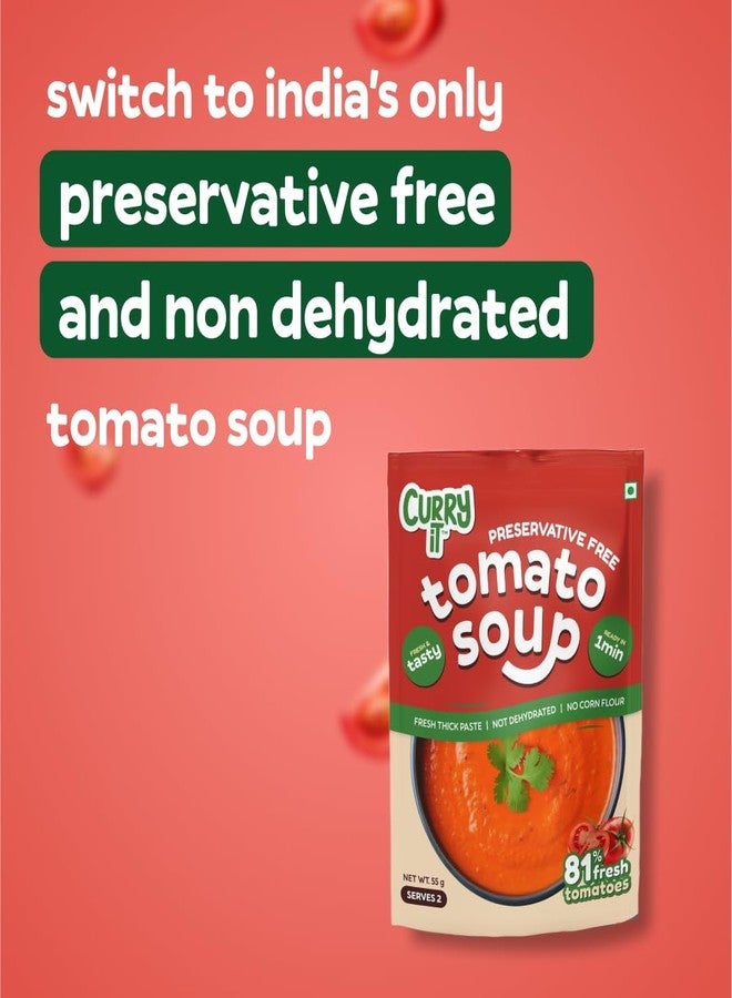 CURRYiT Tomato Soup | Tasty & Fresh Tomato Flavor | First-Ever Instant Premix Soup in Thick Paste Form | Ready to Cook & Eat Food in Just 1 Minute | No Preservatives & Corn Flour| 55 g (Pack of 2) - Image 2