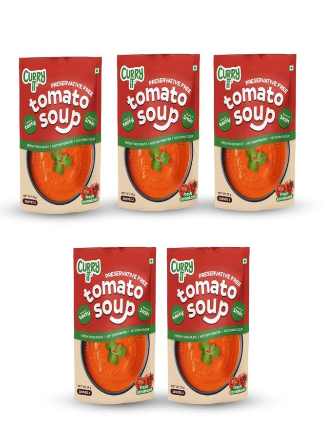 CURRYiT Tomato Soup | Tasty & Fresh Tomato Flavor | First-Ever Instant Premix Soup in Thick Paste Form | Ready to Cook & Eat Food in Just 1 Minute | No Preservatives & Corn Flour| 55 g (Pack of 2) - Image 1
