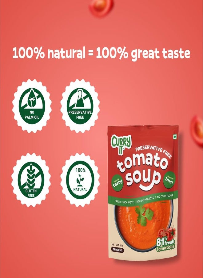 CURRYiT Tomato Soup | Tasty & Fresh Tomato Flavor | First-Ever Instant Premix Soup in Thick Paste Form | Ready to Cook & Eat Food in Just 1 Minute | No Preservatives & Corn Flour| 55 g (Pack of 2) - Image 3