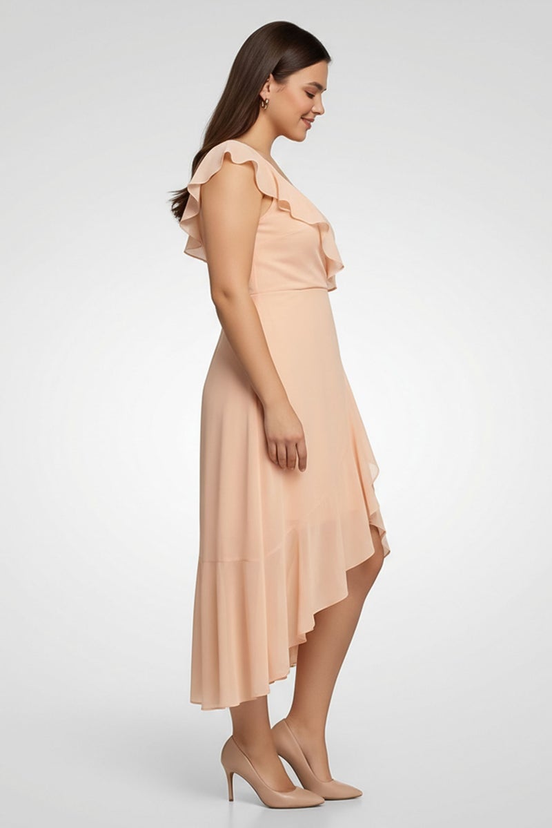 TWINSET Women Plain Sleeveless Midi Dress, Peach - Image 3