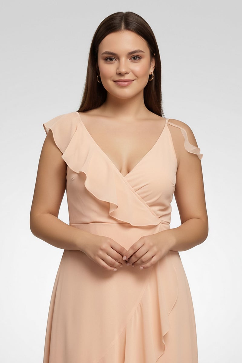 TWINSET Women Plain Sleeveless Midi Dress, Peach - Image 2