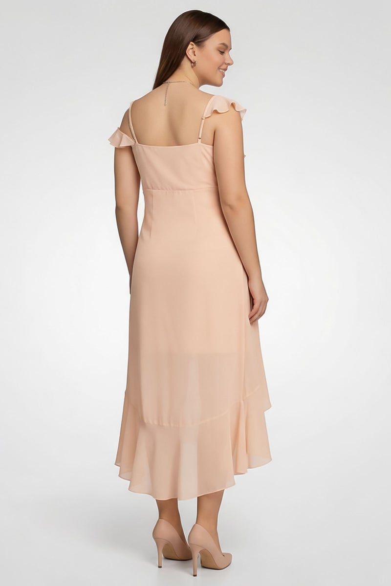 TWINSET Women Plain Sleeveless Midi Dress, Peach - Image 4