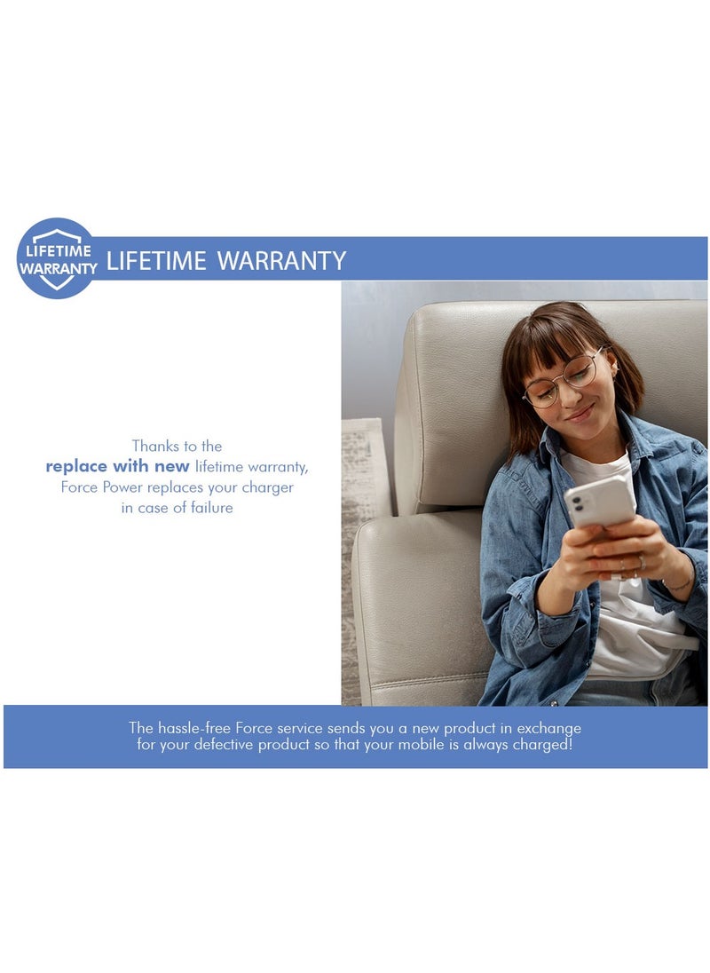 FORCE - Force Power USB C to USB C Ultra Reinforced Cable 1.2M Lifetime Warranty Gray - Image 1