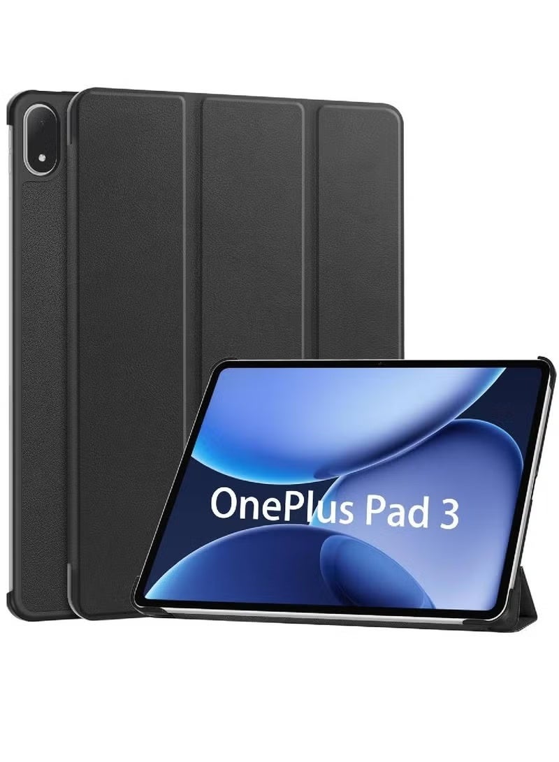 ZOOMEE Case for OnePlus Pad 3, Ultra Slim Lightweight Folding Smart Cover PU Protective Case (Auto Sleep/Wake), Black - Image 1