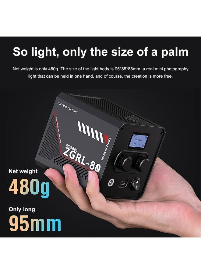 FlashHawk 80W Professional Handheld Photography Light, COB Portable LED Video Light with Softbox and Handheld Tripod, 2500-6500K CRI 96+ , 10000mAh Big Battery, Type-C power supply for Video Shooting, Outdoor Photography - Image 3