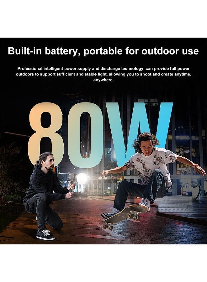 FlashHawk 80W Professional Handheld Photography Light - COB Portable LED Video Light with 10,000mAh Battery, 2800K-6500K Bi-Color, CRI 96+ & 8 Special Effects for Outdoor Shooting & Vlogging - Image 3