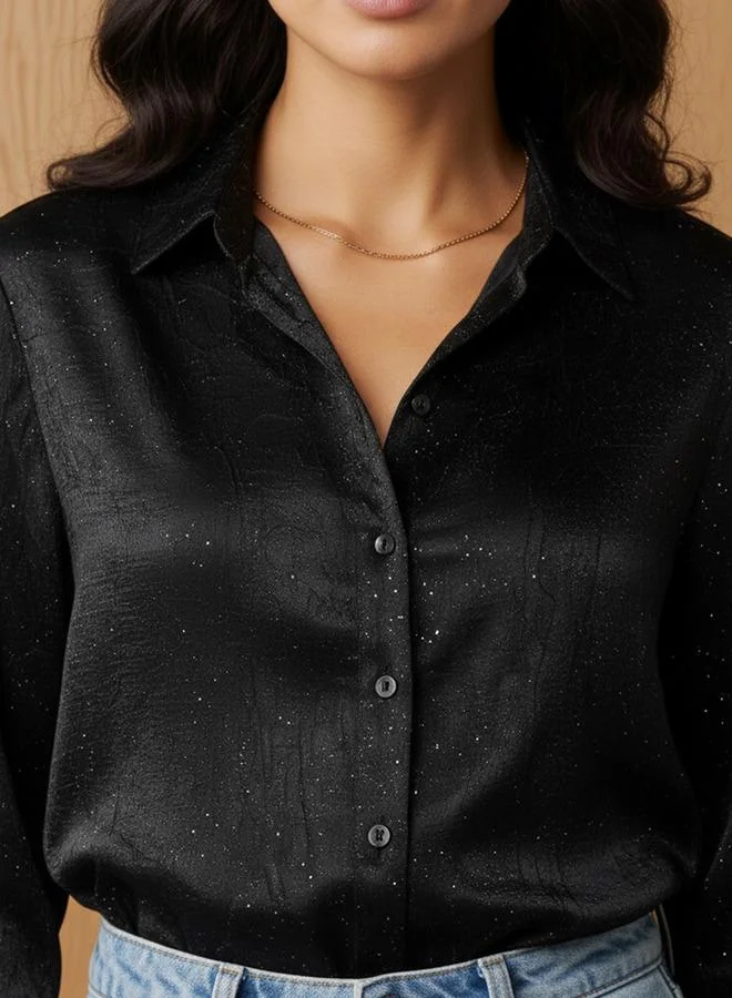 Splash FAV  Regular Fit Viscose Textured Shirt with Collar for Women | Best Price UAE