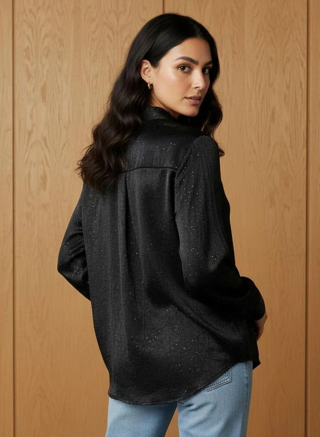 Splash FAV  Regular Fit Viscose Textured Shirt with Collar for Women | Best Price UAE