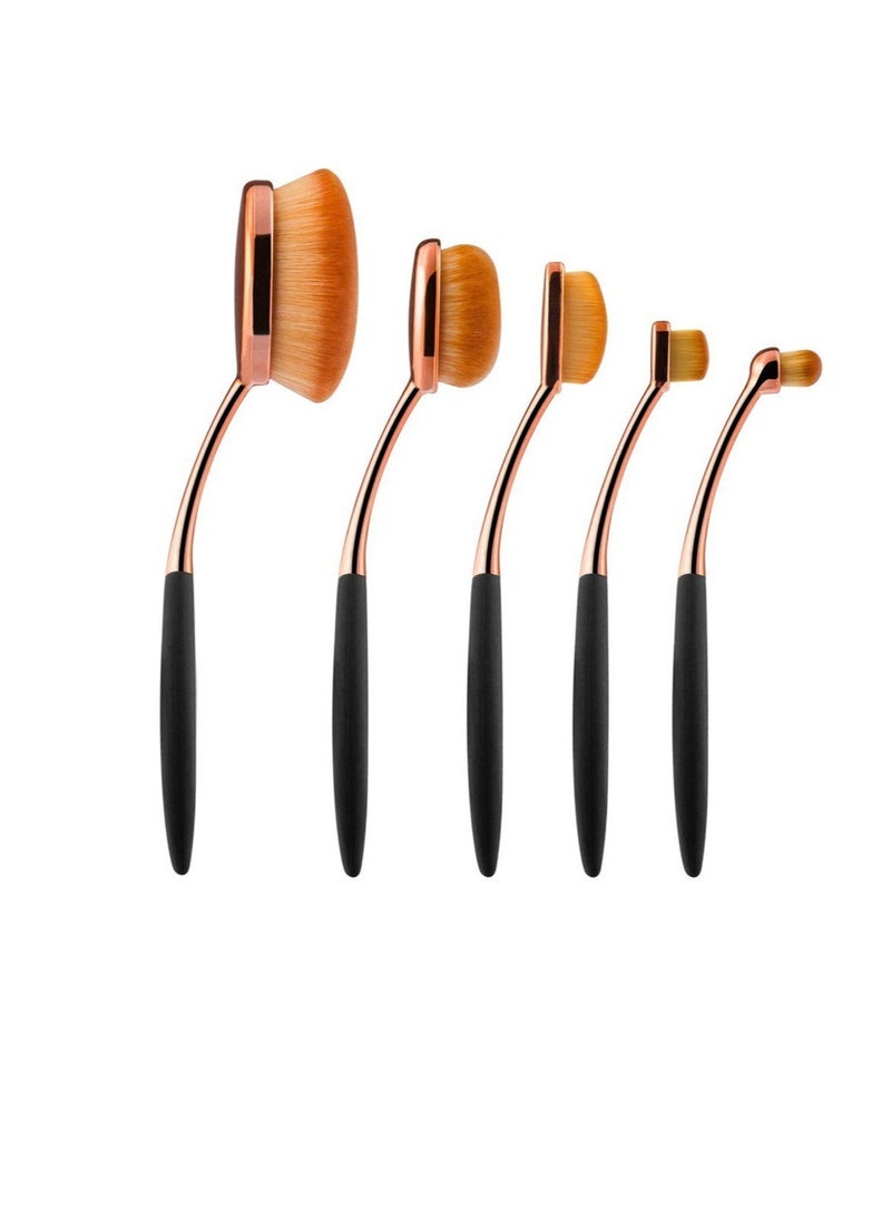 KASTWAVE 5 Pcs Makeup Brushes, Oval Foundation Brush,Toothbrush Makeup Brushes, Fashionable Super Soft Cosmetic Brushes - Image 3