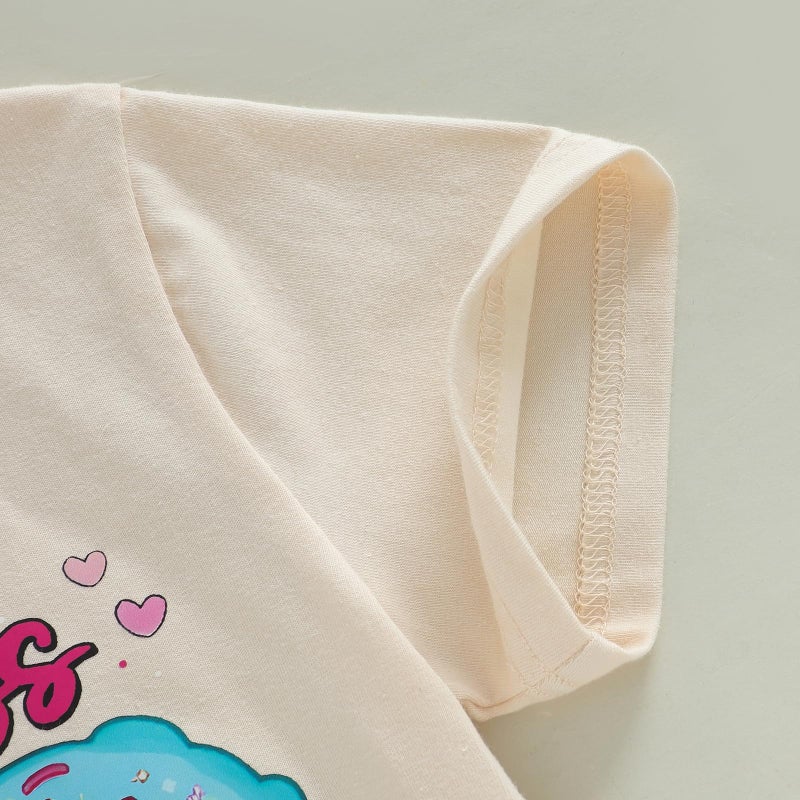 Douhoow Girls 100 Days of School Shirt Short Sleeve Toddler Girl Tops 100th Day of School Shirt Kids (Beige A, 7-8 Years) - Image 5