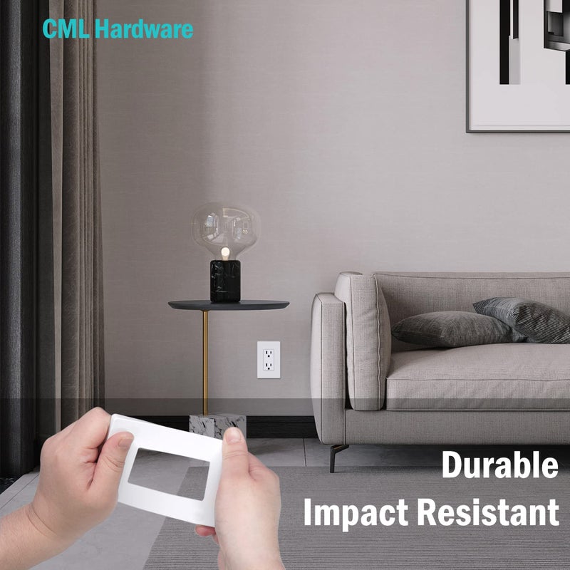 CML Hardware CML Decorator Screwless Wall Plate, 1-Gang Receptacle Outlet Cover, 8 Pack Hidden Screw Smooth Face Switch Plates, Standard Size 2.91"x4.68", UL Listed, White - Image 3