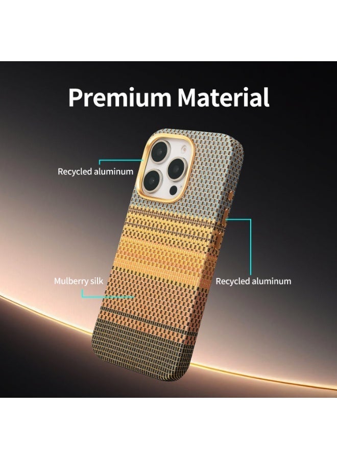جراب iPhone 16 Pro Max بحلقة مغناطيسية، جراب حماية مغناطيسي للهاتف للرجال والنساء، متوافق مع MagSafe، تصميم خفيف الوزن ومقاوم للصدمات، لون ذهبي غروب الشمس الحريري - Image 4