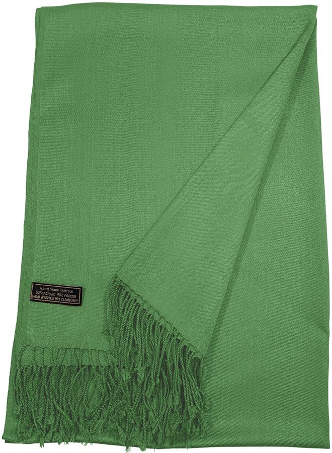 CJ Apparel Forest Green Solid Color Tassels Design Nepalese Shawl Seconds Scarf Wrap Stole Throw Head Wrap Pashmina Gift Hand Made in Nepal New - Image 3