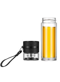 Arabest 450ML Double Wall High Borosilicate Glass Water Bottle,Tea and Water Separation Tea Bottle,Mug Cup with Tea Infuser,Travel Mug with Strainer,Portable Travel Glass Tea Infuser-Black  - Image 4